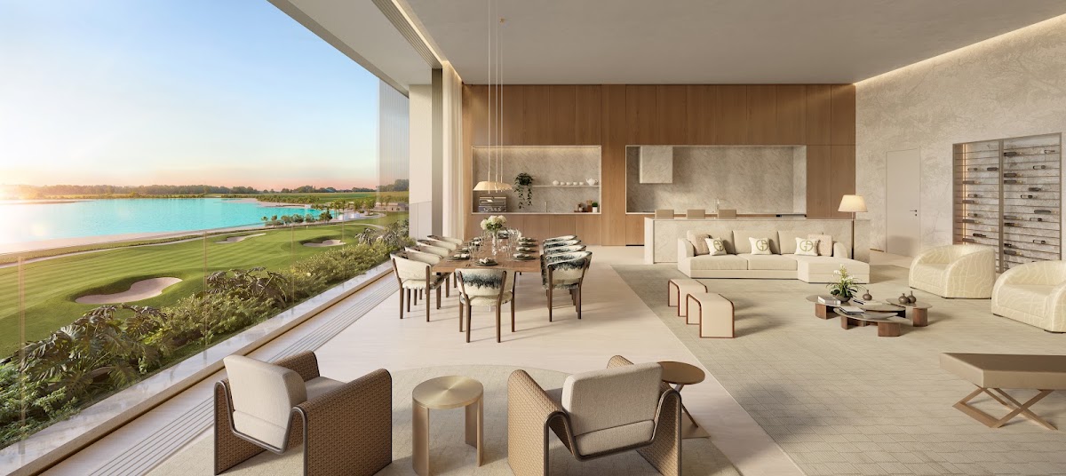 Living do apartamento de 281 m² do Vista Riviera