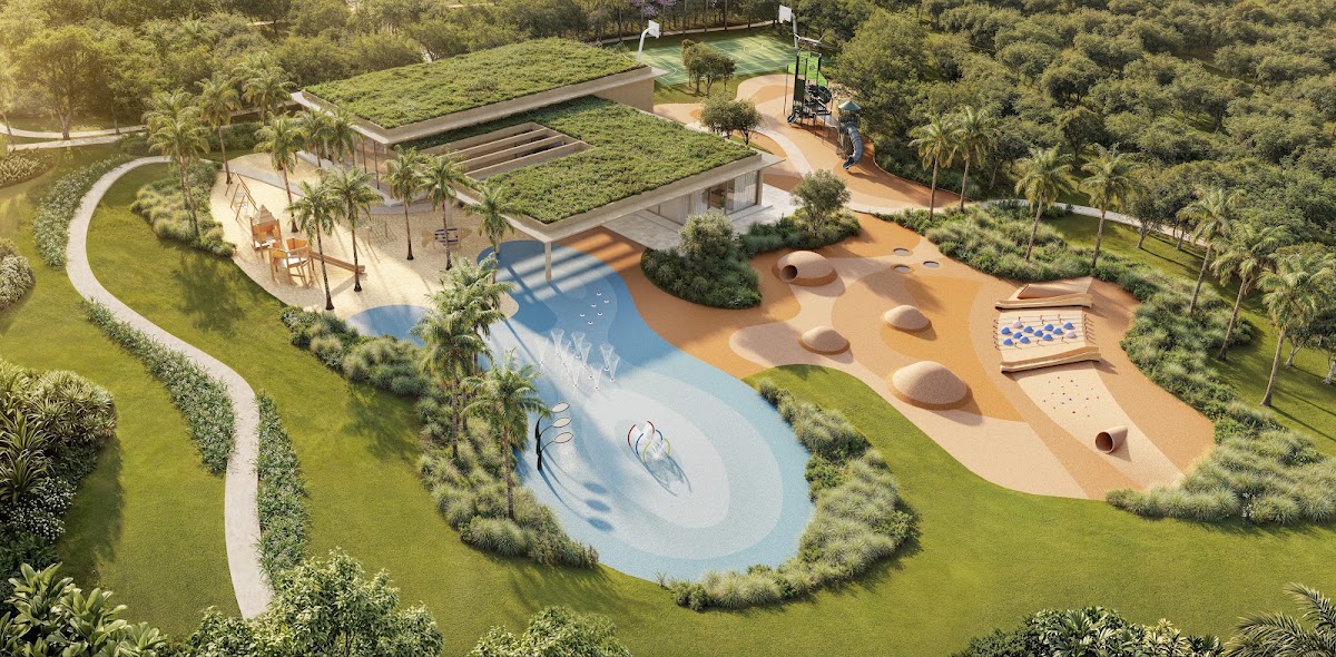 Centro esportivo com quadras e campos